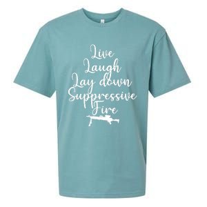 Wo Live Laugh Lay Down Suppressive Fire V-Neck Sueded Cloud Jersey T-Shirt