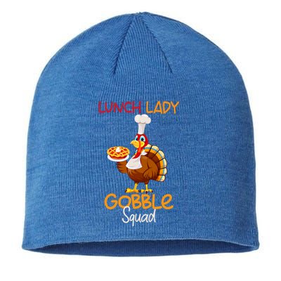 Wo Lunch Lady Gobble Squad Thanksgiving Turkey Lunch Lady Gift Sustainable Beanie