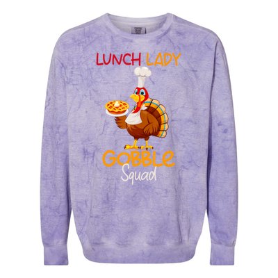 Women Lunch Lady Gobble Squad Thanksgiving Turkey Lunch Lady Colorblast Crewneck Sweatshirt