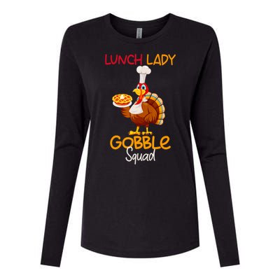 Women Lunch Lady Gobble Squad Thanksgiving Turkey Lunch Lady Womens Cotton Relaxed Long Sleeve T-Shirt