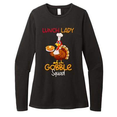 Women Lunch Lady Gobble Squad Thanksgiving Turkey Lunch Lady Womens CVC Long Sleeve Shirt