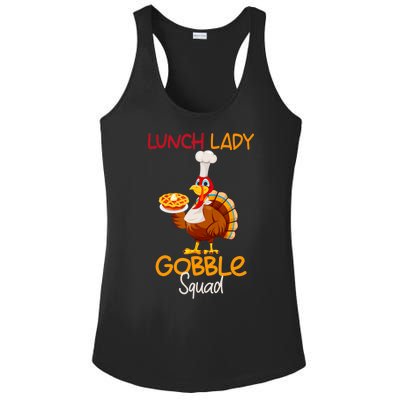 Women Lunch Lady Gobble Squad Thanksgiving Turkey Lunch Lady Ladies PosiCharge Competitor Racerback Tank