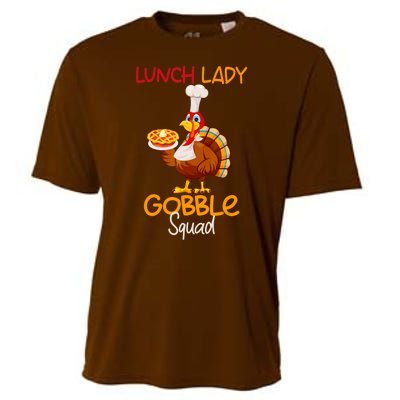 Women Lunch Lady Gobble Squad Thanksgiving Turkey Lunch Lady Cooling Performance Crew T-Shirt