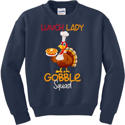 Women Lunch Lady Gobble Squad Thanksgiving Turkey Lunch Lady Kids Sweatshirt