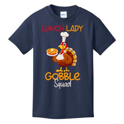 Women Lunch Lady Gobble Squad Thanksgiving Turkey Lunch Lady Kids T-Shirt