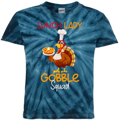 Women Lunch Lady Gobble Squad Thanksgiving Turkey Lunch Lady Kids Tie-Dye T-Shirt