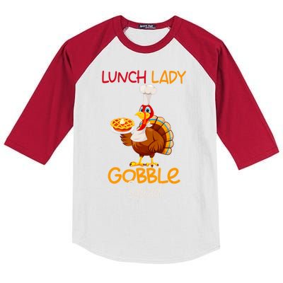 Women Lunch Lady Gobble Squad Thanksgiving Turkey Lunch Lady Kids Colorblock Raglan Jersey