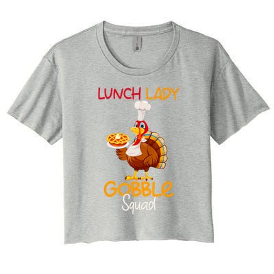 Women Lunch Lady Gobble Squad Thanksgiving Turkey Lunch Lady Women's Crop Top Tee