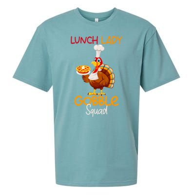 Women Lunch Lady Gobble Squad Thanksgiving Turkey Lunch Lady Sueded Cloud Jersey T-Shirt