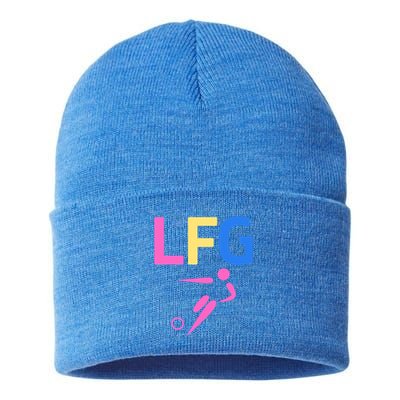 Wo Lfg Let's Go Soccer Gameday Sports Battle Cry Funny Gift Sustainable Knit Beanie