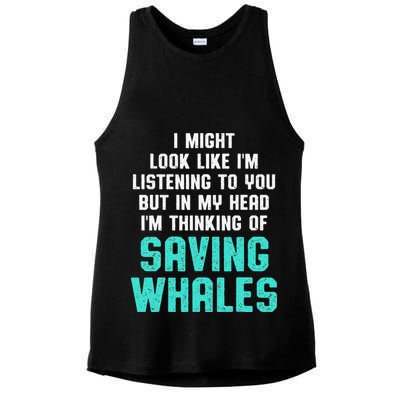 Whale Lover Listening Save The Whales Earth Day Ladies PosiCharge Tri-Blend Wicking Tank