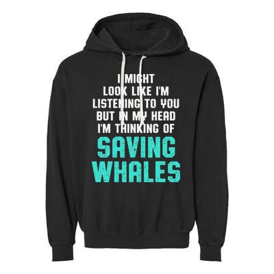 Whale Lover Listening Save The Whales Earth Day Garment-Dyed Fleece Hoodie