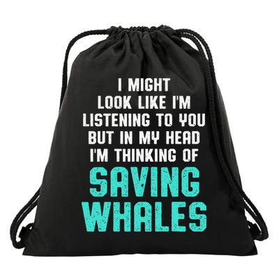 Whale Lover Listening Save The Whales Earth Day Drawstring Bag
