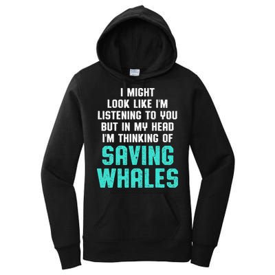 Whale Lover Listening Save The Whales Earth Day Women's Pullover Hoodie