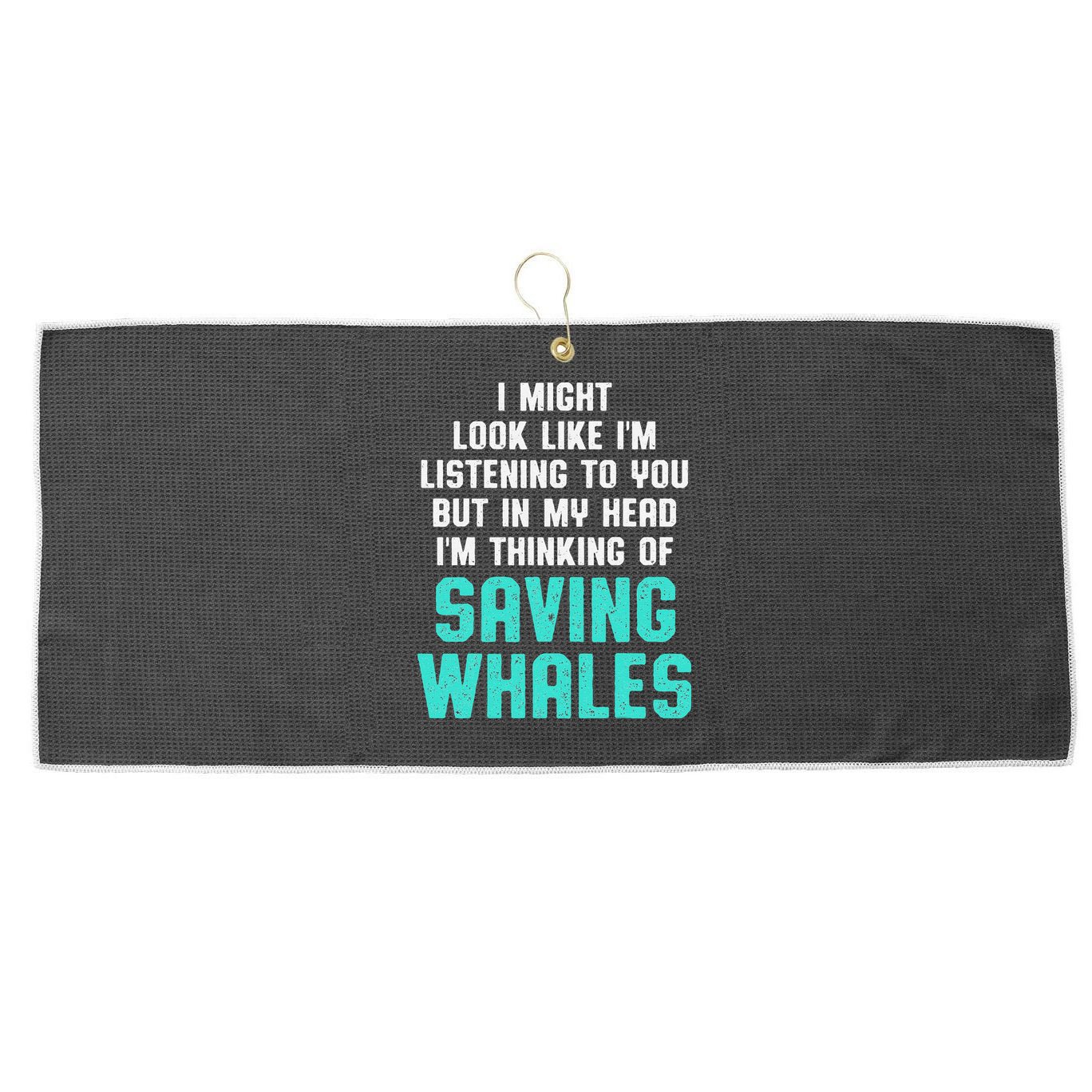 Whale Lover Listening Save The Whales Earth Day Large Microfiber Waffle Golf Towel