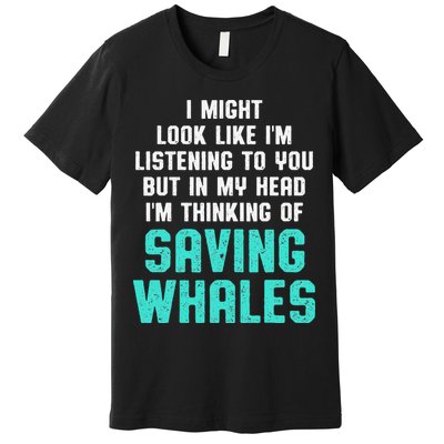 Whale Lover Listening Save The Whales Earth Day Premium T-Shirt