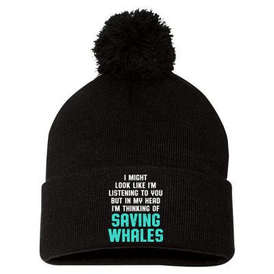 Whale Lover Listening Save The Whales Earth Day Pom Pom 12in Knit Beanie