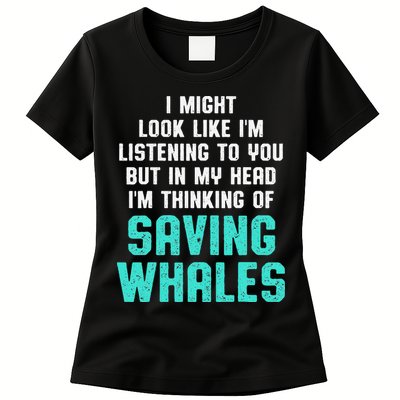 Whale Lover Listening Save The Whales Earth Day Womens T-Shirt