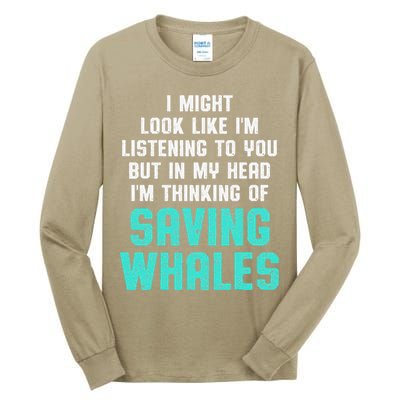 Whale Lover Listening Save The Whales Earth Day Tall Long Sleeve T-Shirt