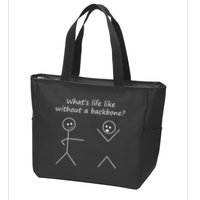Whats Life Like Without A Backbone Funny Stickfigure Zip Tote Bag