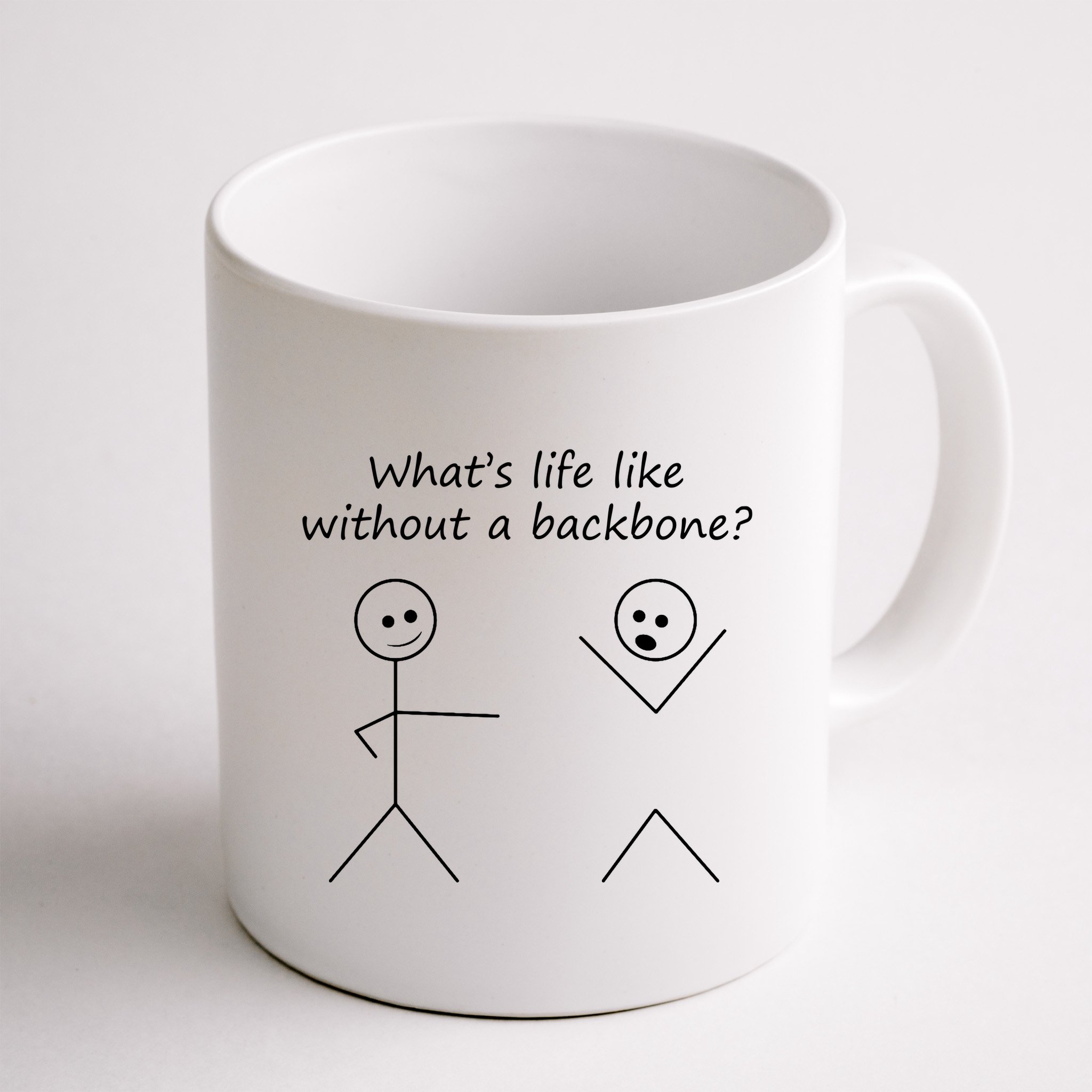Whats Life Like Without A Backbone Funny Stickfigure Mug