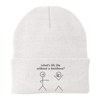 Whats Life Like Without A Backbone Funny Stickfigure Beanie