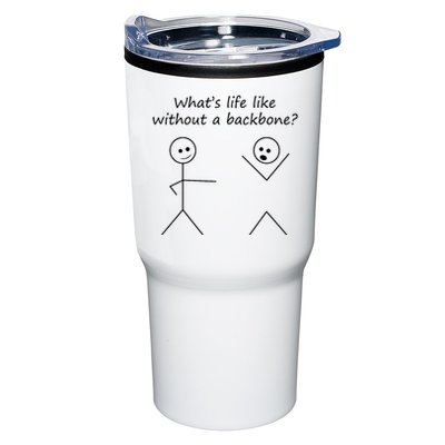 Whats Life Like Without A Backbone Funny Stickfigure Tumbler