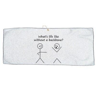 Whats Life Like Without A Backbone Funny Stickfigure Large Microfiber Waffle Golf Towel