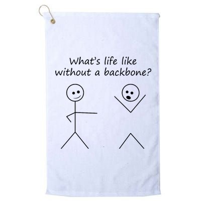 Whats Life Like Without A Backbone Funny Stickfigure Golf Towel