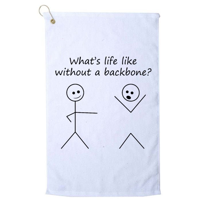 Whats Life Like Without A Backbone Funny Stickfigure Golf Towel