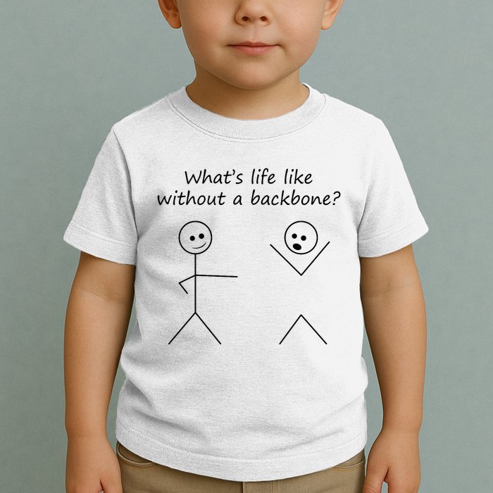 Whats Life Like Without A Backbone Funny Stickfigure Toddler T-Shirt