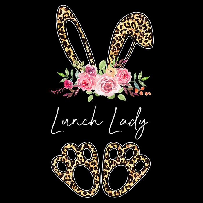 Womens Lunch Lady Bunny Leopard Flowers Easter Gifts Bucket Hat