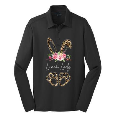 Womens Lunch Lady Bunny Leopard Flowers Easter Gifts Silk Touch Performance Long Sleeve Polo