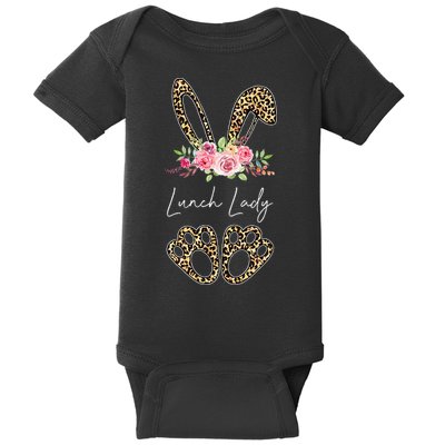 Womens Lunch Lady Bunny Leopard Flowers Easter Gifts Baby Bodysuit