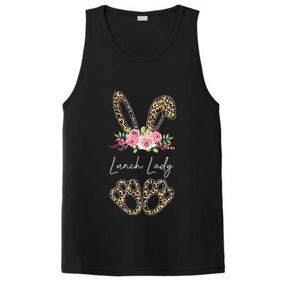 Womens Lunch Lady Bunny Leopard Flowers Easter Gifts PosiCharge Competitor Tank