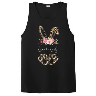 Womens Lunch Lady Bunny Leopard Flowers Easter Gifts PosiCharge Competitor Tank