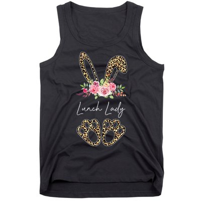 Womens Lunch Lady Bunny Leopard Flowers Easter Gifts Tank Top