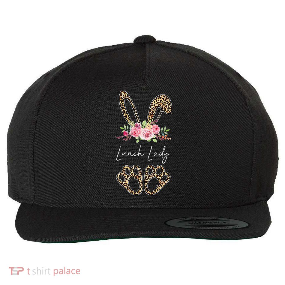 Womens Lunch Lady Bunny Leopard Flowers Easter Gifts Wool Snapback Cap