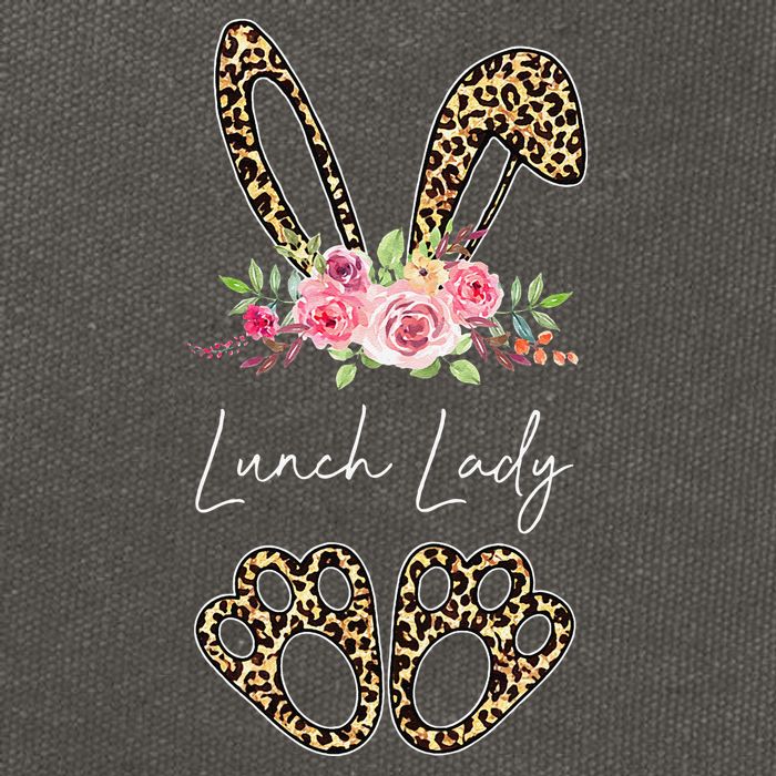 Womens Lunch Lady Bunny Leopard Flowers Easter Gifts Cotton Canvas Backpack