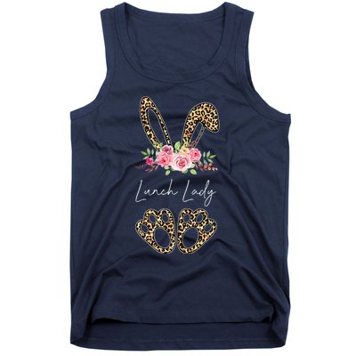 Womens Lunch Lady Bunny Leopard Flowers Easter Gifts Tank Top