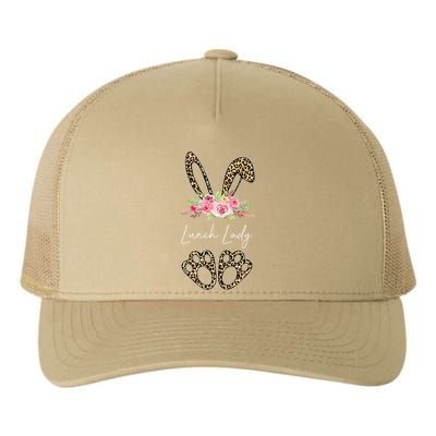 Womens Lunch Lady Bunny Leopard Flowers Easter Gifts Yupoong Adult 5-Panel Trucker Hat