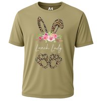 Womens Lunch Lady Bunny Leopard Flowers Easter Gifts Cooling Performance Crew T-Shirt