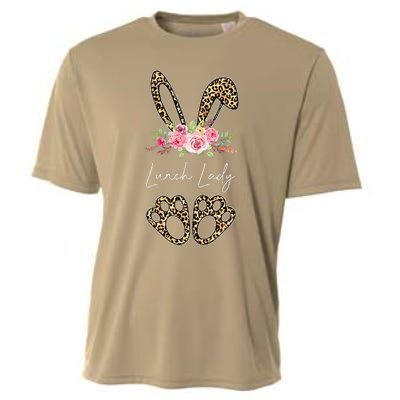 Womens Lunch Lady Bunny Leopard Flowers Easter Gifts Cooling Performance Crew T-Shirt