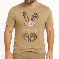 Womens Lunch Lady Bunny Leopard Flowers Easter Gifts Cooling Performance Crew T-Shirt