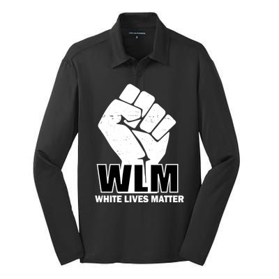 WLM White Lives Matters Fist Silk Touch Performance Long Sleeve Polo