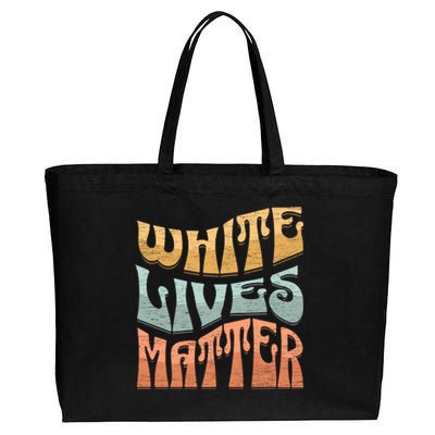 White Lives Matter Retro Colorful White Lives Matter Trending Political Humor Cotton Canvas Jumbo Tote