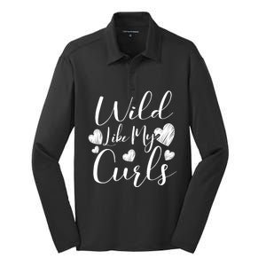 Wild Like My Curls Funny Curly Haired Gift Silk Touch Performance Long Sleeve Polo