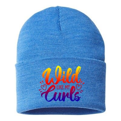 Wild Like My Curls Girls Funny Curly Hair Gift Sustainable Knit Beanie