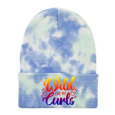 Wild Like My Curls Girls Funny Curly Hair Gift Tie Dye 12in Knit Beanie