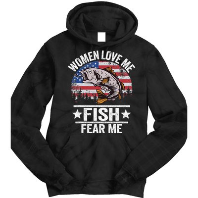 Women Love Me Fish Fear Me Vintage Funny Bass Fishing Tie Dye Hoodie